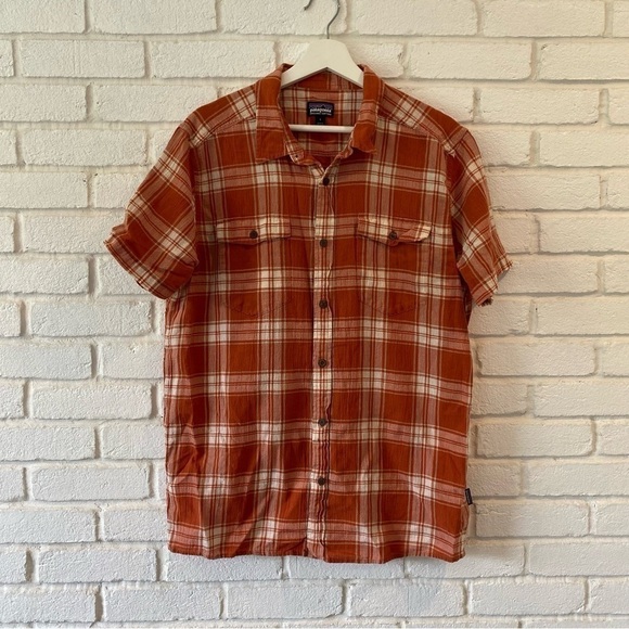 Patagonia Steersman Button Collared Shirt Organic Cotton Plaid Size Large - Picture 1 of 10